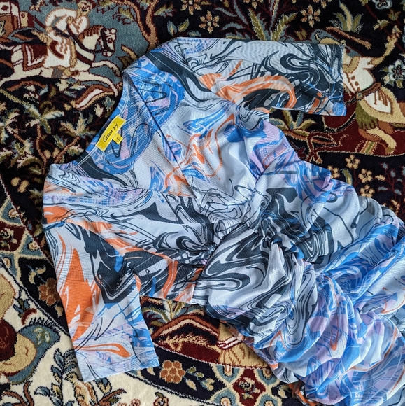 Short Sleeve Pull-On Mesh Dress - Picture 3 of 5